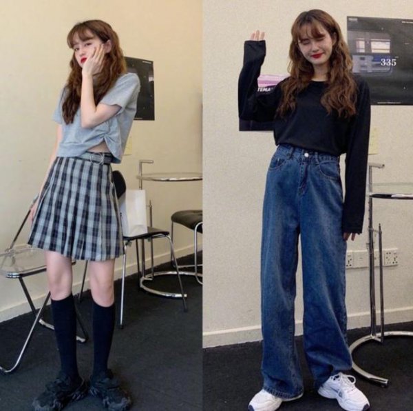 少女搭配衣服的照片