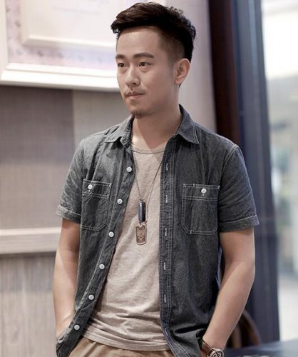 引领时尚潮流的男装休闲牛仔衬衫图片