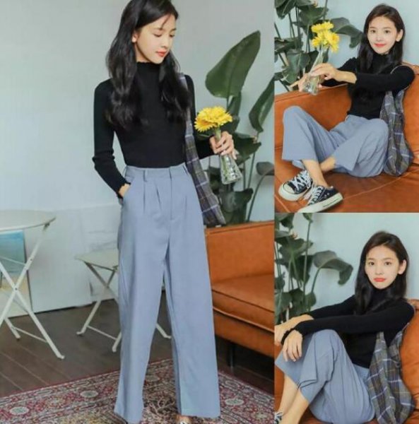 黑色高领毛衣搭配什么衣服？