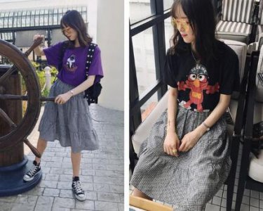 卡通T恤搭配什么裤子？ 长t恤搭配什么裤子图片