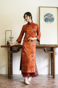 中老年旗袍连衣裙长款 40岁长款旗袍连衣裙款式