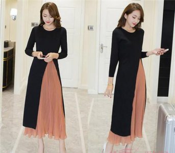 针织长袖连衣裙 针织连衣裙短袖