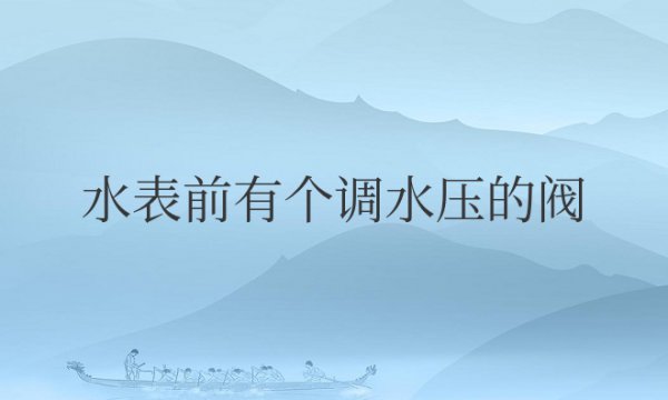 水表前有个调水压的阀在哪里怎么调