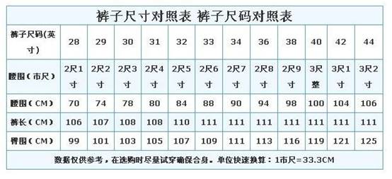 裤子尺码28是l还是m