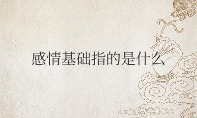 感情基础指的是什么意思？是什么关系？