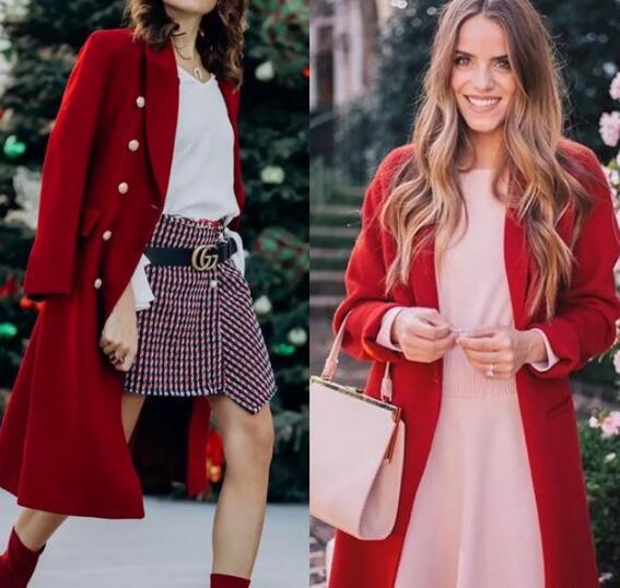 红色羊绒大衣怎么搭配好看？