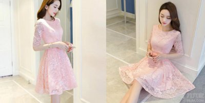 今年流行的韩版粉色连衣裙 圆你童话公主梦
